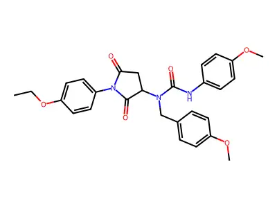 1-[1-(4-ethoxyphenyl)-2,5-dioxopyrrolidin-3-yl]-1-(4-methoxybenzyl)-3-(4-methoxyphenyl)urea structure