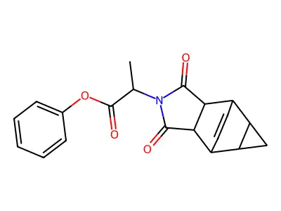 phenyl 2-(1,3-dioxooctahydro-4,6-ethenocyclopropa[f]isoindol-2(1H)-yl)propanoate structure