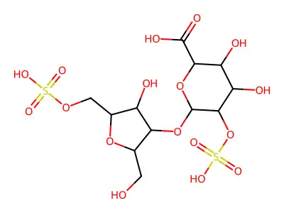 O-(glucuronic acid 2-sulfate)-(1--3)-O-(2,5)-andydrotalitol 6-sulfate structure