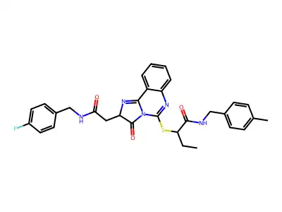 2-{[2-({[(4-fluorophenyl)methyl]carbamoyl}methyl)-3-oxo-2H,3H-imidazo[1,2-c]quinazolin-5-yl]sulfanyl}-N-[(4-methylphenyl)methyl]butanamide structure