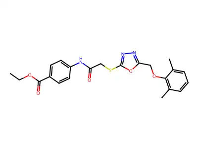 Ethyl 4-[[2-[[5-[(2,6-dimethylphenoxy)methyl]-1,3,4-oxadiazol-2-yl]sulfanyl]acetyl]amino]benzoate structure