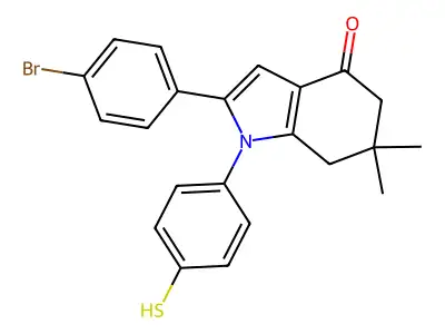 2-(4-Bromophenyl)-6,6-dimethyl-1-(4-sulfanylphenyl)-5,7-dihydroindol-4-one structure