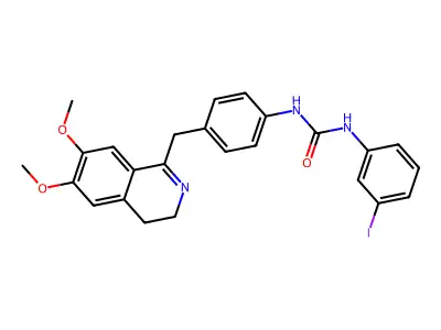 1-[4-[(6,7-dimethoxy-3,4-dihydroisoquinolin-1-yl)methyl]phenyl]-3-(3-iodophenyl)urea structure