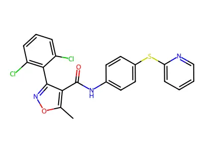 3-(2,6-dichlorophenyl)-5-methyl-N-(4-pyridin-2-ylsulfanylphenyl)-1,2-oxazole-4-carboxamide structure