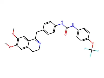 1-[4-[(6,7-dimethoxy-3,4-dihydroisoquinolin-1-yl)methyl]phenyl]-3-[4-(trifluoromethoxy)phenyl]urea structure