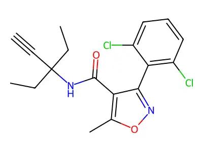 3-(2,6-dichlorophenyl)-N-(3-ethylpent-1-yn-3-yl)-5-methyl-1,2-oxazole-4-carboxamide structure