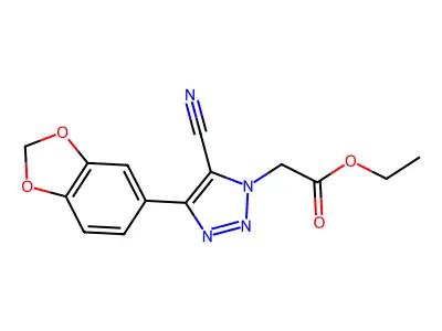 Ethyl 2-[4-(1,3-benzodioxol-5-yl)-5-cyanotriazol-1-yl]acetate structure