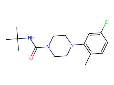 N-tert-butyl-4-(5-chloro-2-methylphenyl)piperazine-1-carboxamide structure