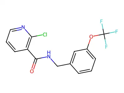 2-chloro-N-{[3-(trifluoromethoxy)phenyl]methyl}pyridine-3-carboxamide structure