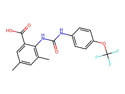 3,5-Dimethyl-2-(((4-(trifluoromethoxy)phenyl)amino)carbonylamino)benzoic acid structure