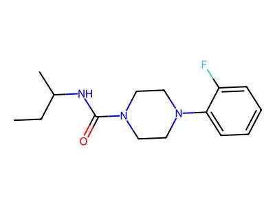 N-butan-2-yl-4-(2-fluorophenyl)piperazine-1-carboxamide structure
