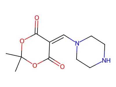 2,2-Dimethyl-5-(piperazin-1-ylmethylidene)-1,3-dioxane-4,6-dione structure