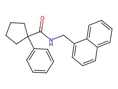 N-(naphthalen-1-ylmethyl)-1-phenylcyclopentane-1-carboxamide structure