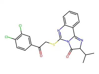5-{[2-(3,4-dichlorophenyl)-2-oxoethyl]sulfanyl}-2-(propan-2-yl)-2H,3H-imidazo[1,2-c]quinazolin-3-one structure
