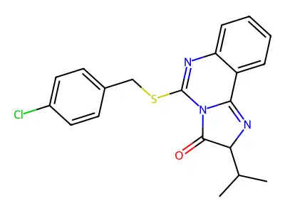 5-{[(4-chlorophenyl)methyl]sulfanyl}-2-(propan-2-yl)-2H,3H-imidazo[1,2-c]quinazolin-3-one structure