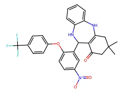 9,9-dimethyl-6-[5-nitro-2-[4-(trifluoromethyl)phenoxy]phenyl]-6,8,10,11-tetrahydro-5H-benzo[b][1,4]benzodiazepin-7-one structure