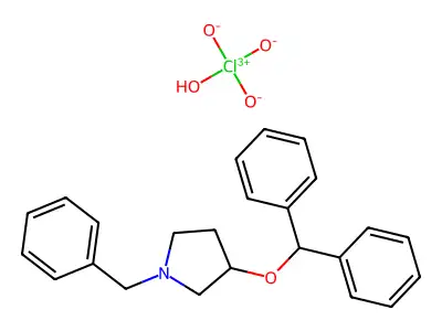 Pyrrolidine, 1-benzyl-3-(diphenylmethoxy)-, perchlorate structure