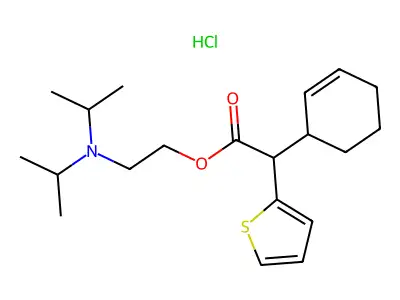 beta-Diisopropylaminoethyl alpha-(2-cyclohexenyl)-alpha-(2-thienyl)-acetate hydrochloride structure