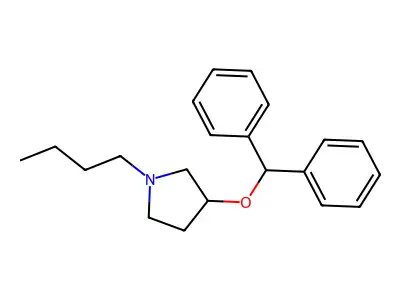 Pyrrolidine, 1-butyl-3-(diphenylmethoxy)- structure