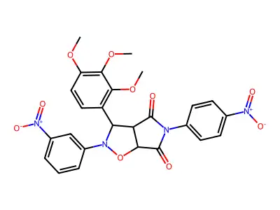 2-(3-nitrophenyl)-5-(4-nitrophenyl)-3-(2,3,4-trimethoxyphenyl)dihydro-2H-pyrrolo[3,4-d][1,2]oxazole-4,6(3H,5H)-dione structure