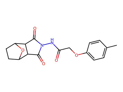 N-(1,3-dioxooctahydro-2H-4,7-epoxyisoindol-2-yl)-2-(4-methylphenoxy)acetamide structure