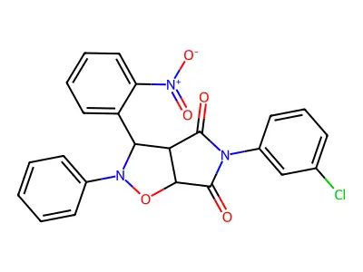 5-(3-chlorophenyl)-3-(2-nitrophenyl)-2-phenyldihydro-2H-pyrrolo[3,4-d][1,2]oxazole-4,6(3H,5H)-dione structure