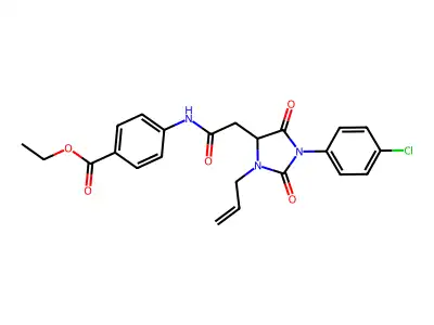 ethyl 4-({[1-(4-chlorophenyl)-2,5-dioxo-3-(prop-2-en-1-yl)imidazolidin-4-yl]acetyl}amino)benzoate structure