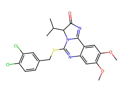 5-[(3,4-dichlorobenzyl)sulfanyl]-3-isopropyl-8,9-dimethoxyimidazo[1,2-c]quinazolin-2(3H)-one structure