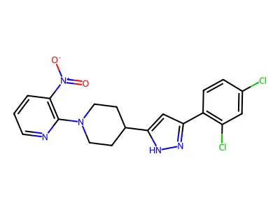 4-[5-(2,4-dichlorophenyl)-1H-pyrazol-3-yl]-1-(3-nitro-2-pyridinyl)piperidine structure