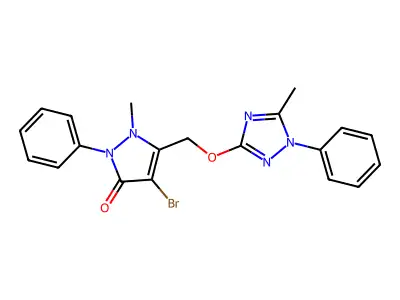 4-BROMO-2-METHYL-3-((4-METHYL-3-PHENYL(2,3,5-TRIAZOLYLOXY))METHYL)-1-PHENYL-3-PYRAZOLIN-5-ONE structure