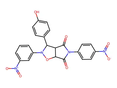 3-(4-hydroxyphenyl)-2-(3-nitrophenyl)-5-(4-nitrophenyl)dihydro-2H-pyrrolo[3,4-d][1,2]oxazole-4,6(3H,5H)-dione structure