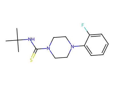 N-tert-butyl-4-(2-fluorophenyl)piperazine-1-carbothioamide structure