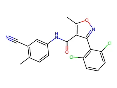 N-(3-cyano-4-methylphenyl)-3-(2,6-dichlorophenyl)-5-methyl-1,2-oxazole-4-carboxamide structure