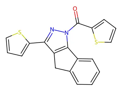 thiophen-2-yl-(3-thiophen-2-yl-4H-indeno[1,2-c]pyrazol-1-yl)methanone structure