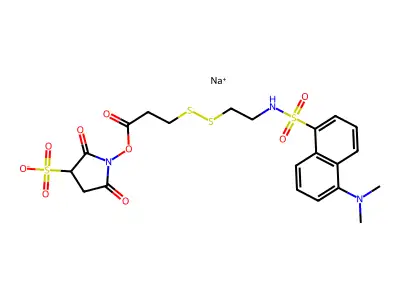 2-(Dansylsulfonamido)ethyl-3-(N-sulfosuccinimidylcarboxy)ethyl Disulfide, Sodium Salt structure