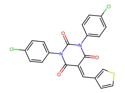 1,3-Bis(4-chlorophenyl)-5-(thiophen-3-ylmethylidene)-1,3-diazinane-2,4,6-trione structure