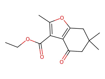 Ethyl 2,5,5-trimethyl-7-oxo-3,4,5,6-tetrahydro-3-oxaindenecarboxylate structure