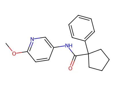 N-(6-methoxypyridin-3-yl)-1-phenylcyclopentane-1-carboxamide structure