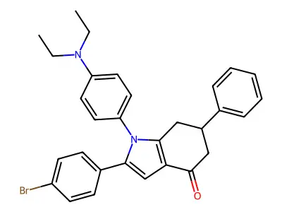 1-(4-(Diethylamino)phenyl)-2-(4-bromophenyl)-6-phenyl-5,6,7-trihydroindol-4-one structure