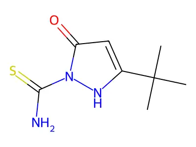 1-(Aminothioxomethyl)-3-(tert-butyl)-3-pyrazolin-5-one structure