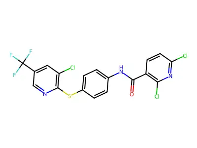 2,6-dichloro-N-(4-{[3-chloro-5-(trifluoromethyl)pyridin-2-yl]sulfanyl}phenyl)pyridine-3-carboxamide structure