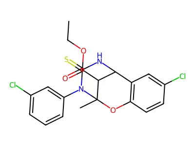 ethyl 8-chloro-3-(3-chlorophenyl)-2-methyl-4-thioxo-3,4,5,6-tetrahydro-2H-2,6-methano-1,3,5-benzoxadiazocine-11-carboxylate structure