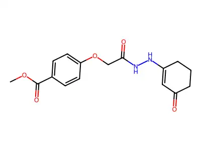 methyl 4-{[N'-(3-oxocyclohex-1-en-1-yl)hydrazinecarbonyl]methoxy}benzoate structure