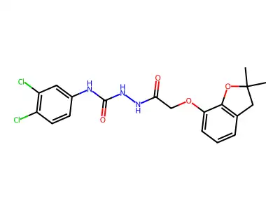 N-(((3,4-DICHLOROPHENYL)AMINO)CARBONYLAMINO)-2-(2,2-DIMETHYL(3-OXAINDAN-4-YLOXY))ETHANAMIDE structure