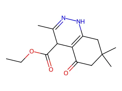 Ethyl 3,7,7-trimethyl-5-oxo-1,4,6,8-tetrahydrocinnoline-4-carboxylate structure