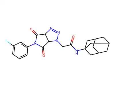 2-[5-(3-fluorophenyl)-4,6-dioxo-4,5,6,6a-tetrahydropyrrolo[3,4-d][1,2,3]triazol-1(3aH)-yl]-N-(tricyclo[3.3.1.1~3,7~]dec-1-yl)acetamide structure
