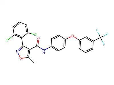 3-(2,6-dichlorophenyl)-5-methyl-N-[4-[3-(trifluoromethyl)phenoxy]phenyl]-1,2-oxazole-4-carboxamide structure
