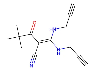 2-(2,2-Dimethylpropanoyl)-3,3-bis(prop-2-ynylamino)prop-2-enenitrile structure