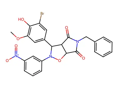 5-benzyl-3-(3-bromo-4-hydroxy-5-methoxyphenyl)-2-(3-nitrophenyl)dihydro-2H-pyrrolo[3,4-d][1,2]oxazole-4,6(3H,5H)-dione structure