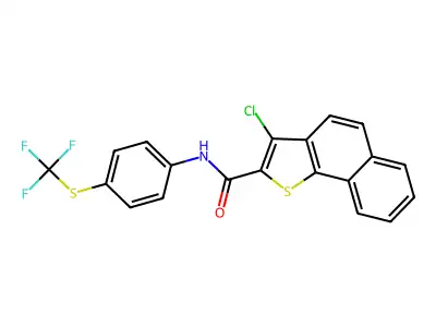 (3-chlorobenzo[g]benzo[b]thiophen-2-yl)-N-(4-(trifluoromethylthio)phenyl)formamide structure